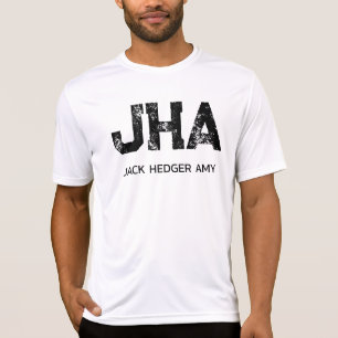 MINIMALISTISK SVART TREDUBBEL BOKSTAV MONOGRAM NAM T SHIRT