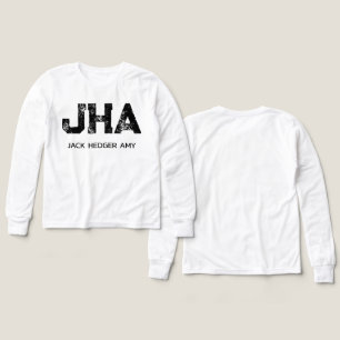MINIMALISTISK SVART TREFÖRKORTNING MONOGRAM NAMN V T SHIRT