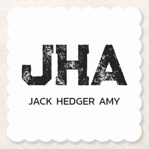 MINIMALISTISK SVART TREFÖRKORTNING MONOGRAM NAMN V UNDERLÄGG PAPPER