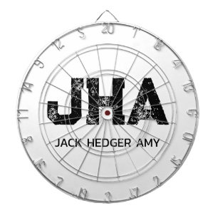 MINIMALISTISK SVART TREMÄRKES MONOGRAM NAMN VIT DARTTAVLA