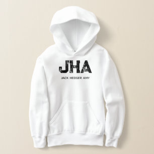 MINIMALISTISK SVART TREMÄRKES MONOGRAM NAMN VIT T SHIRT