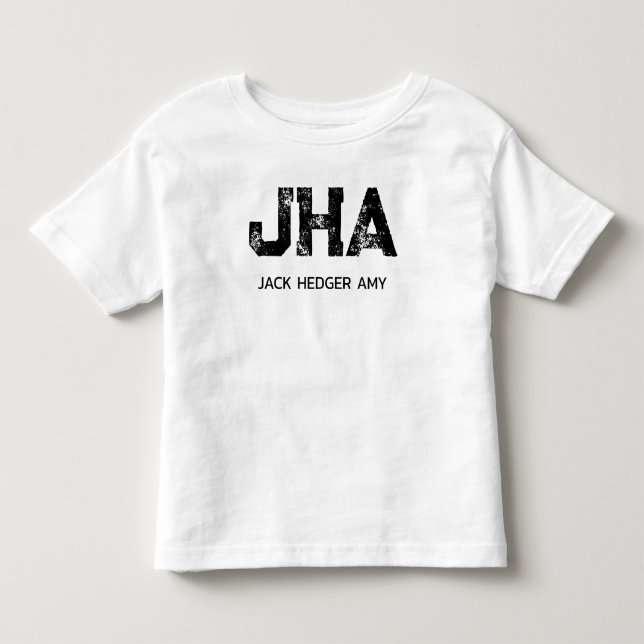 MINIMALISTISK SVART TREMÄRKES MONOGRAM NAMN VIT T SHIRT (Framsida)