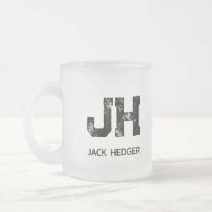 MINIMALISTISK SVART TVÅ BOKSTÄVER MONOGRAM NAMN KL FROSTAD GLASMUGG