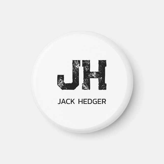 MINIMALISTISK SVART TVÅ BOKSTÄVER MONOGRAM NAMN VI MAGNET (Framsidan)