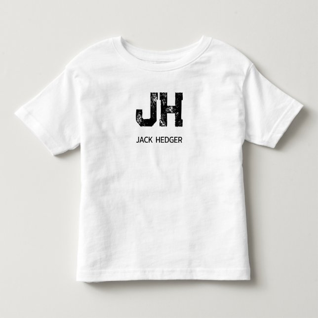 MINIMALISTISK SVART TVÅ BOKSTÄVER MONOGRAM NAMN VI T SHIRT (Framsida)