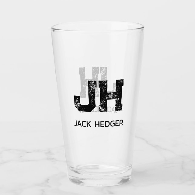 MINIMALISTISK SVART TVÅBOKSTAVIG MONOGRAM NAMN KLA GLASKOPP (Framsida)
