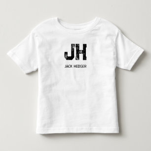 MINIMALISTISK SVART TVÅBOKSTAVIG MONOGRAM NAMN VIT T SHIRT