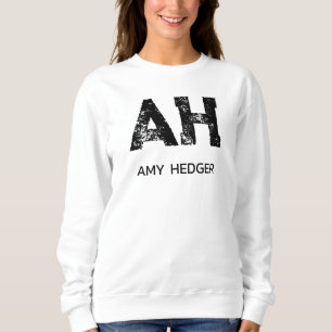 MINIMALISTISK SVART TVÅBOKSTAVIG MONOGRAM NAMN VIT T SHIRT