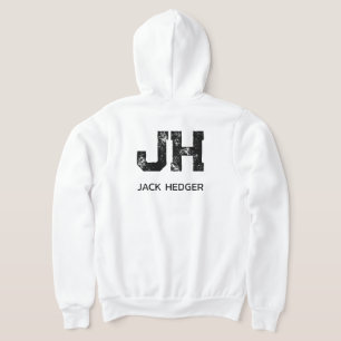 MINIMALISTISK SVART TVÅBOKSTAVIG MONOGRAM NAMN VIT T SHIRT
