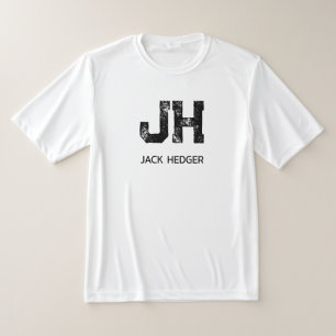 MINIMALISTISK SVART TVÅBOKSTAVIG MONOGRAM NAMN VIT T SHIRT