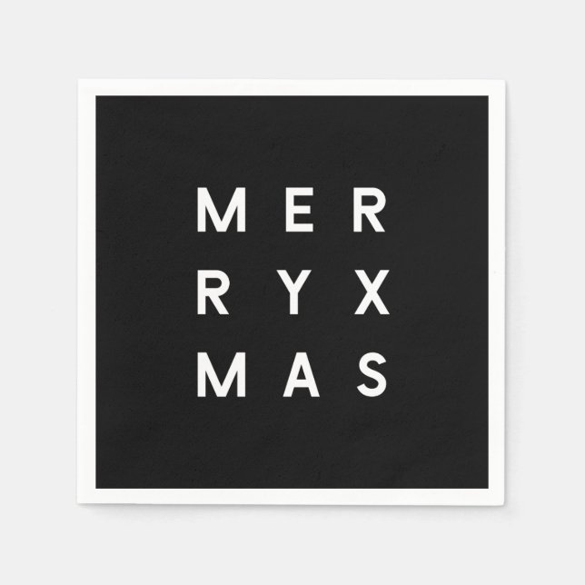 Minimalistisk svart typografi God jul Pappersservett (Framsidan)