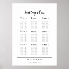 Minimalistisk svart typografi/gräns-sätesplan poster