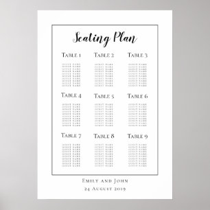 Minimalistisk svart typografi/gräns-sätesplan poster