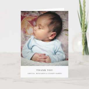 Minimalistisk svart typografi med foto i Baby Tack Kort