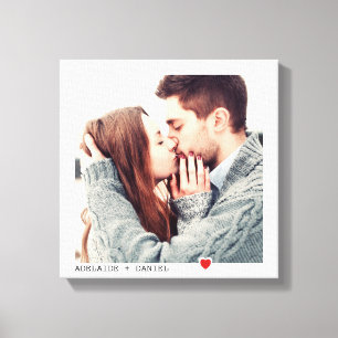 Minimalistisk svart typografi med rött hjärtfoto canvastryck