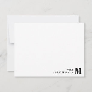 Minimalistisk svart typografi monogramnamn anteckningskort