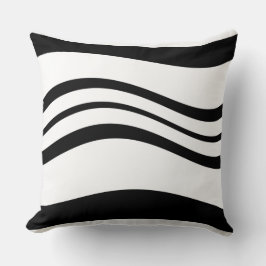 Minimalistisk svart Vågigt Line Mönster White Kudde