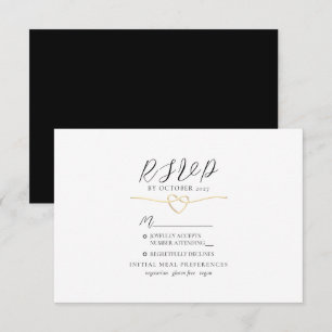 Minimalistisk svart vigsel- RSVP-kort i guld OSA Kort