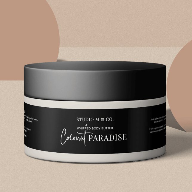 Minimalistisk svart vit 4 OZ 120 g kosmetisk Burk- Etikettband (Elevate your product packaging with this stylish fully editable jar label template)
