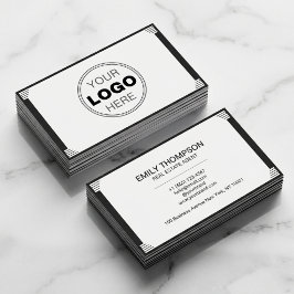Minimalistisk svart-vit Art Deco-logotyp Visitkort