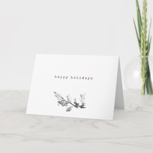 Minimalistisk svart vit Art Teckning Holly Gren Helgkort (Framsida)