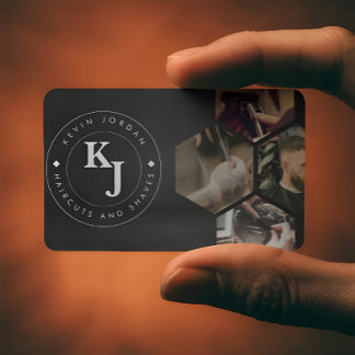 Minimalistisk svart-vit barbershop modern visitkort