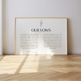 Minimalistisk svart & vit blad vigsel löfte poster