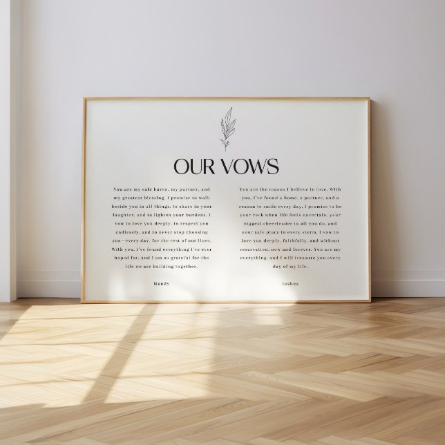Minimalistisk svart & vit blad vigsel löfte poster (Skapare uppladdad)