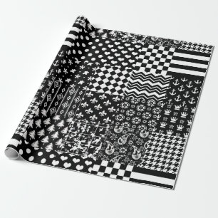Minimalistisk svart vit blandad Mönster Stil Presentpapper