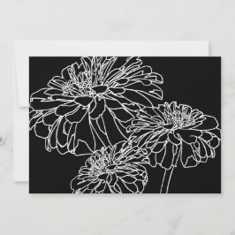 Minimalistisk svart vit blommigt teckning inbjudningar