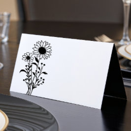 Minimalistisk svart vit Blommigt Wildblommor Bröll Kort