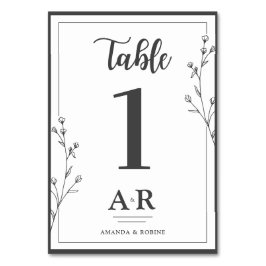 Minimalistisk Svart & Vit Bröllop Bordsnummer
