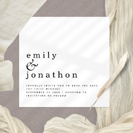 Minimalistisk svart vit Bröllop spara datum Datumet