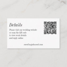 Minimalistisk svart-vit bröllops QR-kod detaljer