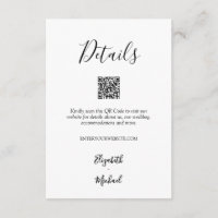 Minimalistisk svart-vit bröllopsdetaljer QR-kod