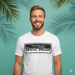 Minimalistisk Svart & Vit Bröllopsdrickande Sällsk T Shirt