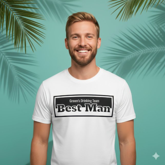 Minimalistisk Svart & Vit Bröllopsdrickande Sällsk T Shirt (Minimalist Black & White Best Man Drinking Team Tee)