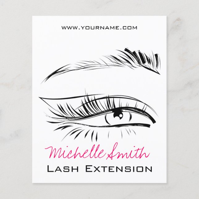 Minimalistisk svart-vit brow bar-lashartist  flygblad (Framsidan)