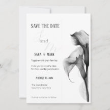 Minimalistisk svart & vit Callalily Spara datum
