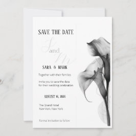 Minimalistisk svart & vit Callalily Spara datum Datumet