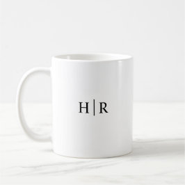 Minimalistisk Svart Vit Elegant Klassisk Monogram Kaffemugg