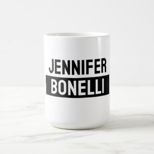 Minimalistisk svart & vit elegant modern namnskylt kaffemugg