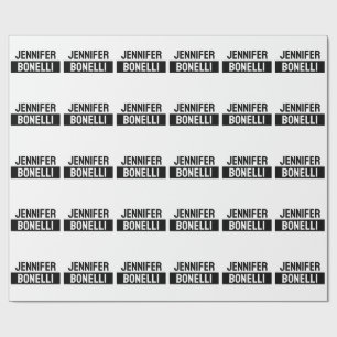 Minimalistisk Svart & Vit Enkel Elegant Modern Nam Presentpapper