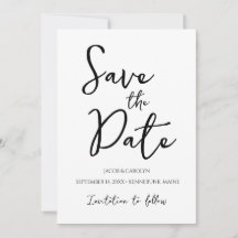 Minimalistisk svart-vit enkel Save the Date