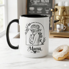 Minimalistisk Svart & Vit Första Mors Dag Est. Mugg