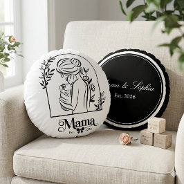Minimalistisk Svart & Vit Första Mors Dag Est. Rund Kudde