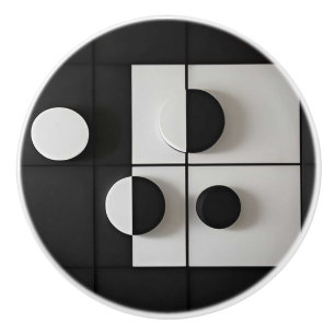 Minimalistisk svart-vit geometrisk abstrakt konst knopp