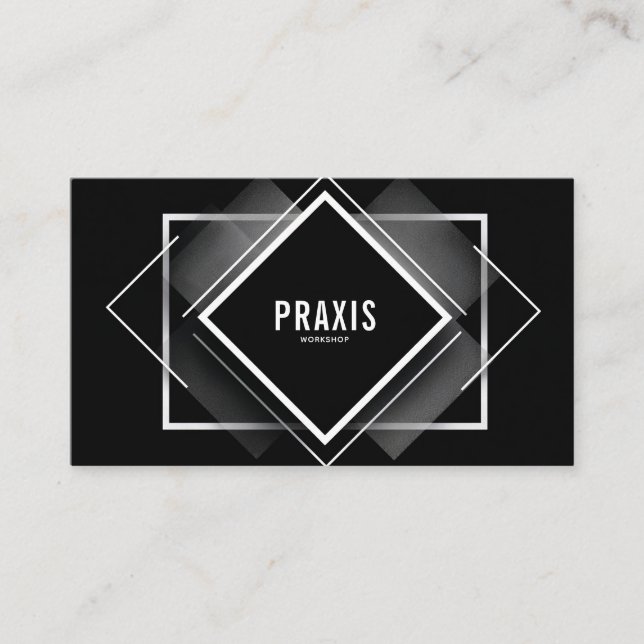 Minimalistisk Svart Vit Geometrisk Diamant Modern Visitkort (Framsida)
