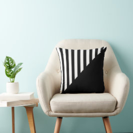 Minimalistisk svart-vit geometrisk randig delning kudde