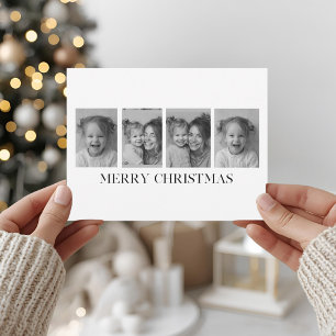 Minimalistisk svart & vit God Jul Foto  Helg Vykort